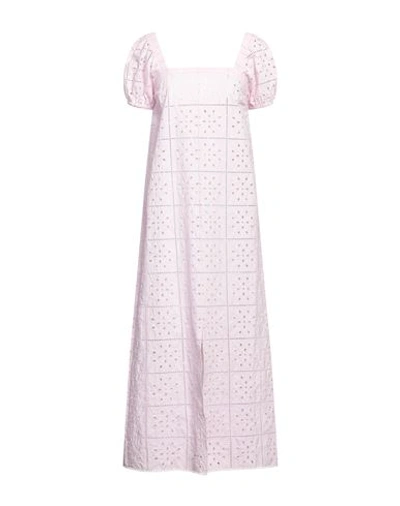 Shop Ganni Woman Maxi Dress Light Pink Size 6 Organic Cotton