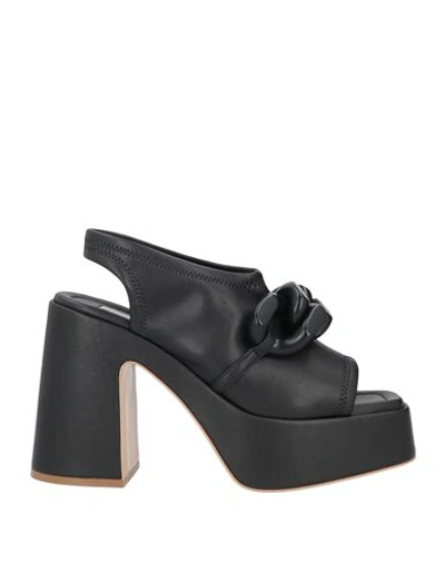 Shop Stella Mccartney Woman Sandals Black Size 7 Textile Fibers