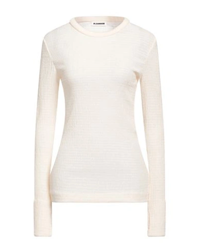 Shop Jil Sander Woman T-shirt Ivory Size 8 Polyester, Cotton, Elastane In White