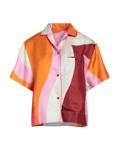 Shop Etro Woman Shirt Orange Size 6 Silk