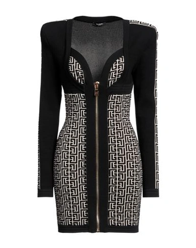 Shop Balmain Woman Mini Dress Black Size 8 Wool, Viscose, Polyester, Elastane, Polyamide
