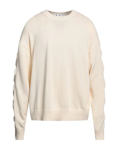 Shop Off-white Man Sweater Ivory Size L Cotton, Polyamide, Elastane, Polyurethane