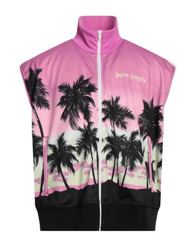 Palm Angels Graphic-print Zip-up Track Vest In Pink