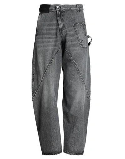 Shop Jw Anderson Man Denim Pants Lead Size 32 Cotton In Grey