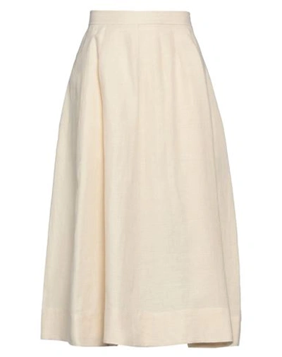 Shop Chloé Woman Midi Skirt Beige Size 4 Linen