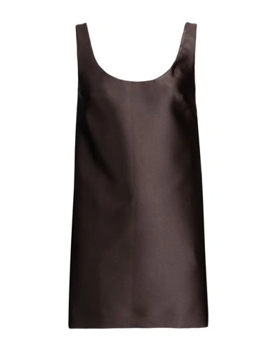 Shop Valentino Garavani Woman Mini Dress Cocoa Size 4 Polyester, Silk In Brown