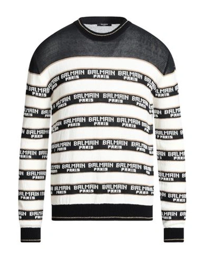 Shop Balmain Man Sweater Black Size Xl Cotton, Polyamide, Wool