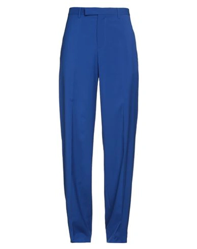 Shop Versace Man Pants Bright Blue Size 36 Virgin Wool, Silk