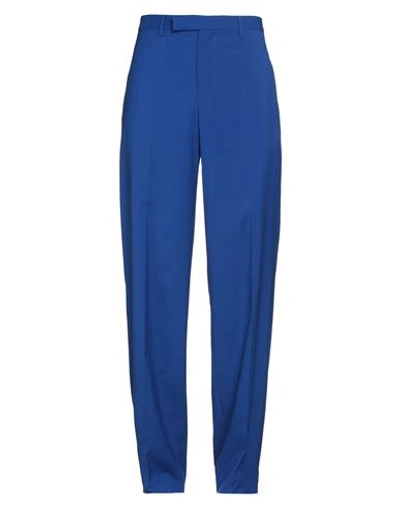 Versace Silk And Wool Blend Trousers In Blue