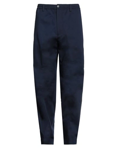 Shop Marni Man Pants Navy Blue Size 36 Cotton