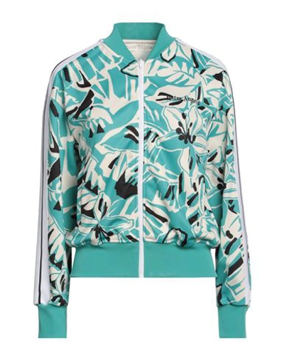 Shop Palm Angels Woman Jacket Turquoise Size M Polyester In Blue