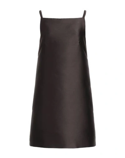 Shop Valentino Garavani Woman Mini Dress Dark Brown Size 8 Polyester, Silk