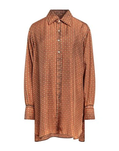 Maison Margiela Long Sleeved Shirt In Brown