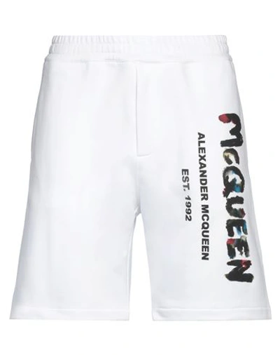 Shop Alexander Mcqueen Man Shorts & Bermuda Shorts White Size Xl Cotton