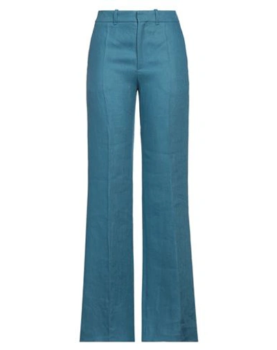 Shop Chloé Woman Pants Azure Size 4 Linen, Cotton In Blue