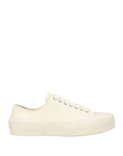 Shop Jil Sander Woman Sneakers Cream Size 8 Soft Leather, Rubber In White