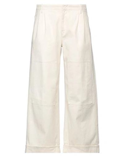 Shop Etro Man Pants Ivory Size 34 Cotton, Elastane In White