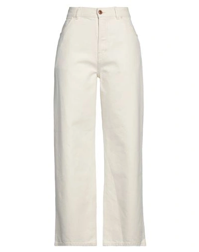 Shop Chloé Woman Jeans Off White Size 28w-29l Cotton, Hemp