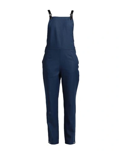 Burberry Woman Overalls Blue Size 6 Virgin Wool, Ramie In Blue