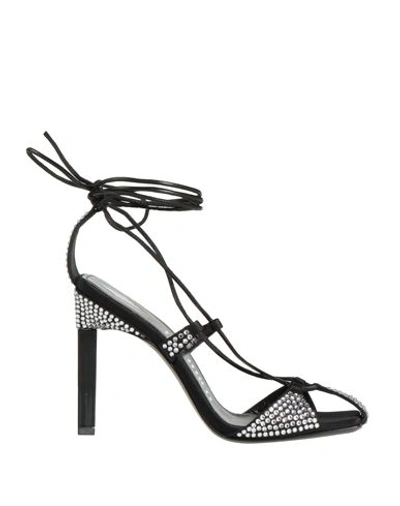 Shop Attico The  Woman Sandals Black Size 7 Soft Leather, Textile Fibers