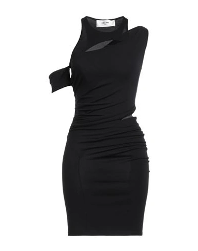 Shop Celine Woman Mini Dress Black Size 6 Wool, Elastane