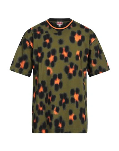 Shop Kenzo Man T-shirt Military Green Size M Cotton