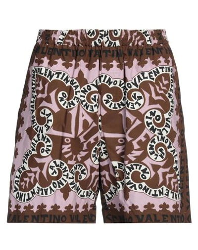 Valentino Garavani Man Shorts & Bermuda Shorts Chocolate Brown Size 32 Cotton In Brown