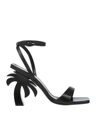 Shop Palm Angels Woman Sandals Black Size 8 Soft Leather