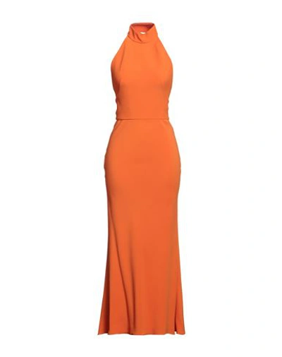 Shop Alexander Mcqueen Woman Maxi Dress Orange Size 6 Viscose, Acetate