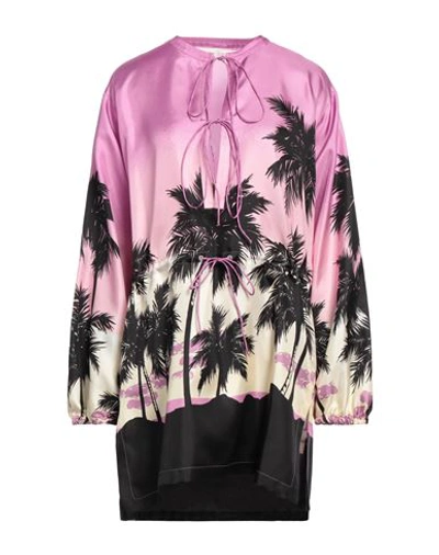 Shop Palm Angels Woman Top Pink Size 8 Silk