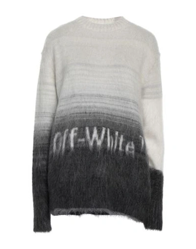 Off-white Mohair Helvetica Logo Wool Blend Sweater In Grey