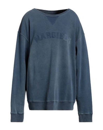 Shop Maison Margiela Man Sweatshirt Slate Blue Size L Cotton