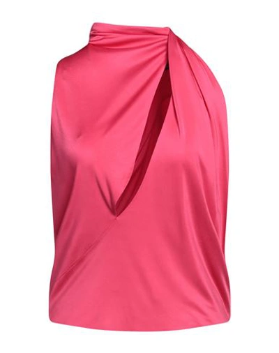 Shop Versace Woman Top Fuchsia Size 6 Viscose In Pink