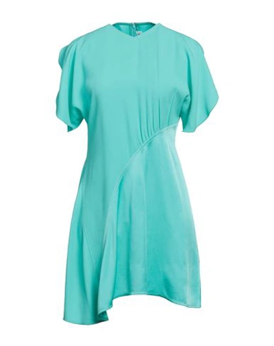 Shop Victoria Beckham Woman Mini Dress Turquoise Size 6 Acetate, Viscose In Blue