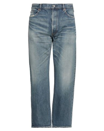 Shop Saint Laurent Man Jeans Blue Size 33 Cotton, Calfskin