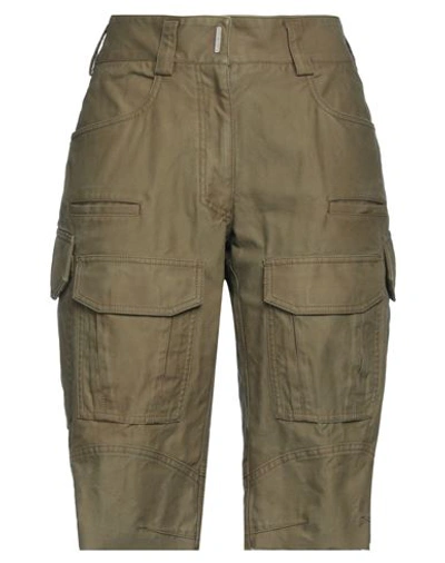 Shop Givenchy Woman Shorts & Bermuda Shorts Military Green Size 6 Cotton