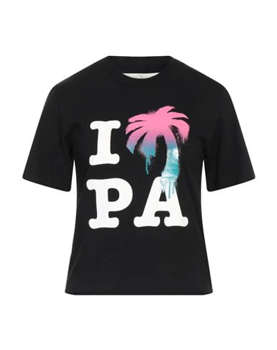 Palm Angels Printed Crewneck T-shirt In Black