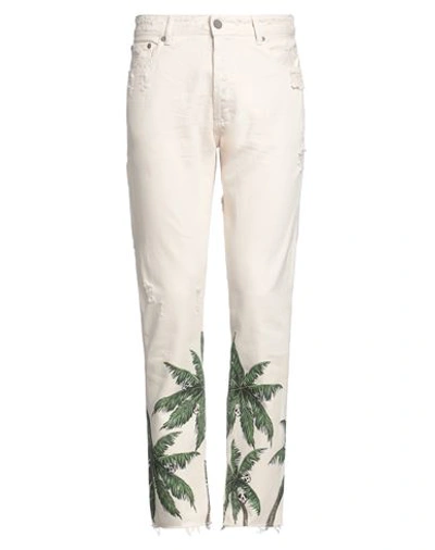 Shop Palm Angels Man Pants Off White Size 34 Cotton, Soft Leather