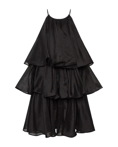 Shop Aje Claudia Tiered Mini Dress In Black