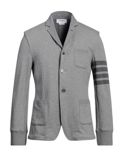 Shop Thom Browne Man Blazer Grey Size 2 Cotton