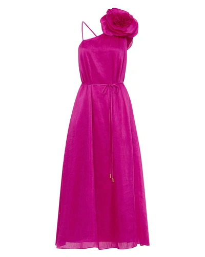 Shop Aje Quintessa Flower Midi Dress In Pink