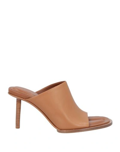 Shop Jacquemus Woman Sandals Camel Size 8 Soft Leather In Beige