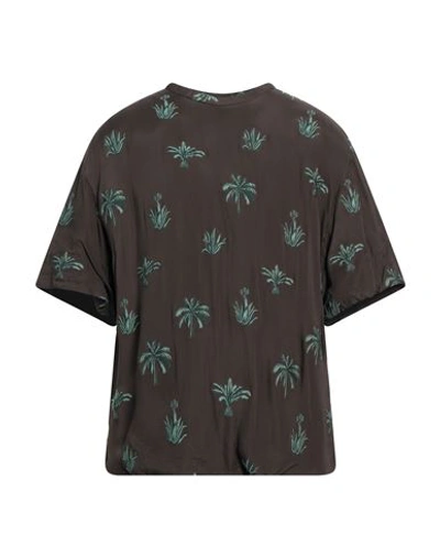Shop Jil Sander Man Shirt Dark Brown Size 40 Viscose, Polyester