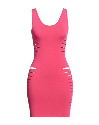 Shop Versace Woman Mini Dress Fuchsia Size 10 Viscose, Polyester In Pink