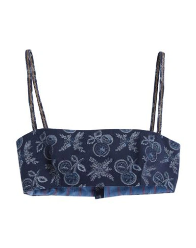 Etro Cotton-blend Jacquard Bra Top In Navy Blue