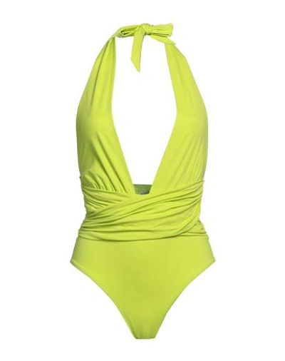 Shop Leslie Amon Woman One-piece Swimsuit Acid Green Size S Polyamide, Elastane