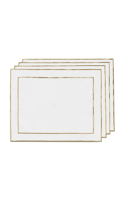 Shop Tiffany & Co Set-of-four Small Embroidered Linen Placemats In Gold
