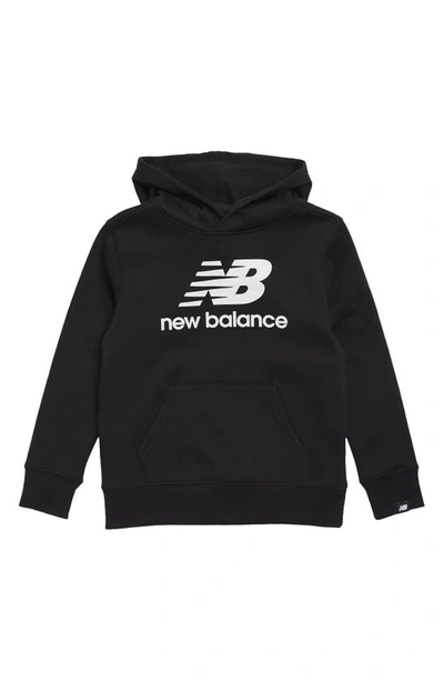 Shop New Balance Kids' Core Cotton Blend Graphic Hoodie In Black