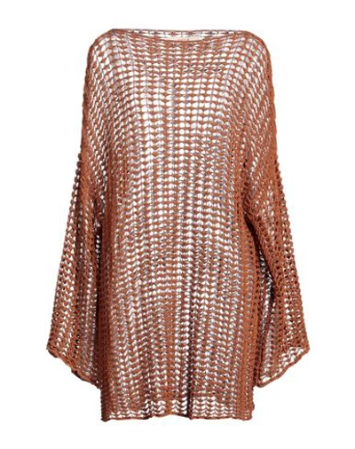 Shop Jucca Woman Sweater Camel Size L Cotton In Beige
