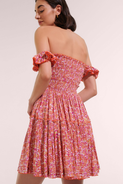 Shop Poupette St Barth Mini Dress Aurora In Pink Net